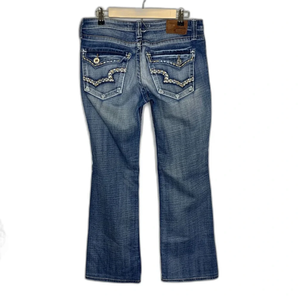 Big Star Womens Maddie Boot Mid-rise Jeans Y2K Button‎ flap Pockets Faded 33x30
